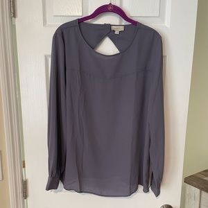 NWT Loft gray cut out back blouse